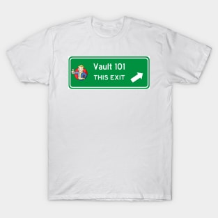 Fallout Shelter Vault Highway Exit Sign T-Shirt